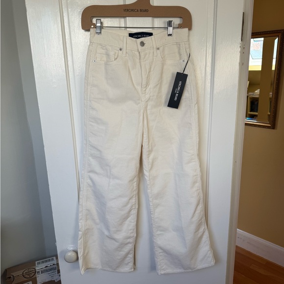 Veronica Beard Ecru- Off-White Wide Leg corduroy jeans - Picture 2 of 10